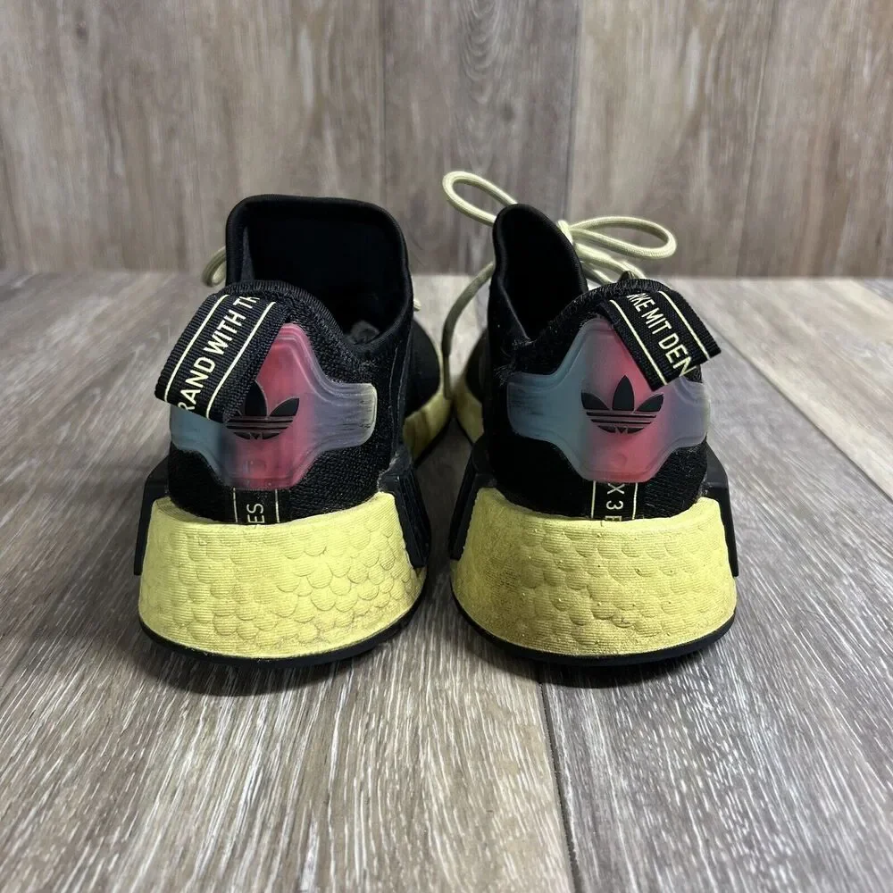 Adidas Originals NMD_R1 Core Black Pulse Yellow Shoes GW6018 Youth US Size 4